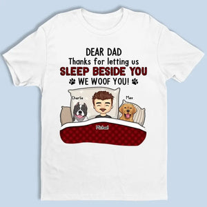 Merci de nous avoir permis de dormir à vos côtés - T-shirt unisexe personnalisé pour chien, sweat à capuche, sweat-shirt - Cadeau pour les propriétaires d'animaux et les amoureux des animaux