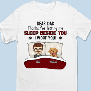 Merci de nous avoir permis de dormir à vos côtés - T-shirt unisexe personnalisé pour chien, sweat à capuche, sweat-shirt - Cadeau pour les propriétaires d'animaux et les amoureux des animaux