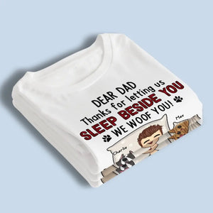 Merci de nous avoir permis de dormir à vos côtés - T-shirt unisexe personnalisé pour chien, sweat à capuche, sweat-shirt - Cadeau pour les propriétaires d'animaux et les amoureux des animaux