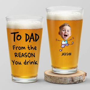 Photo personnalisée des raisons pour lesquelles vous buvez - Verre à bière personnalisé pour la famille - Fête des pères, cadeau pour papa, grand-père