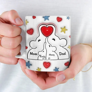 La famille est au cœur d'un foyer - Mug personnalisé avec effet gonflé 3D - Cadeau pour les membres de la famille