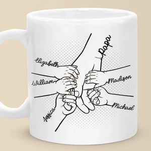 Nos doigts ensemble - Tasse personnalisée familiale - Fête des pères, cadeau pour papa, grand-père