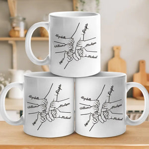 Nos doigts ensemble - Tasse personnalisée familiale - Fête des pères, cadeau pour papa, grand-père