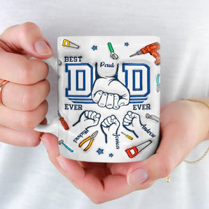Les pères savent toujours tout mettre en place - Mug personnalisé avec effet gonflé en 3D pour la famille - Cadeau pour la fête des pères, papa, grand-père