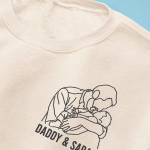 Sweat-shirt brodé personnalisé avec photo « Le meilleur papa du monde » - Cadeau pour la fête des pères