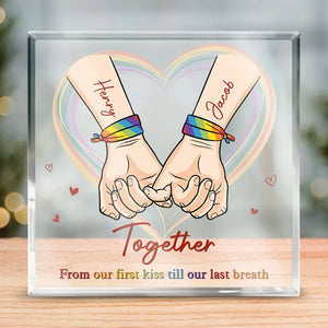 Ensemble, du premier baiser jusqu'au dernier souffle - Plaque acrylique carrée personnalisée pour couple - Cadeau pour mari et femme, anniversaire, LGBTQ+