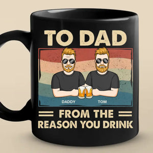 Quand vous avez besoin d'une réelle compréhension, un père est toujours là - Tasse noire personnalisée pour la famille - Fête des pères, cadeau pour papa, grand-père