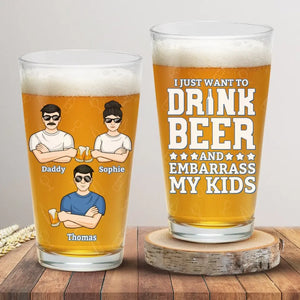 Boire de la bière et embarrasser mes enfants - Verre à bière personnalisé pour la famille - Fête des pères, cadeau pour papa, grand-père