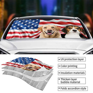 Photo personnalisée « La route du cœur est pavée d'empreintes de pattes » - Pare-soleil de pare-brise de voiture personnalisé pour chien et chat, protection de fenêtre de voiture - Cadeau pour propriétaires d'animaux et amoureux des animaux