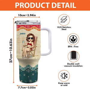 Juste une fille qui aime la plage - Gobelet personnalisé en acier inoxydable de 113 ml avec poignée - Cadeau de vacances d'été pour meilleures amies, meilleures amies et sœurs