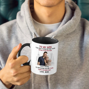 Photo personnalisée Mon fils est ma fierté et ma joie - Tasse personnalisée avec accents pour la famille - Fête des pères, cadeau pour fils