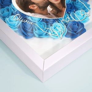 Photo personnalisée que nous ne pouvons apprendre à aimer qu'en aimant - Boîte à fleurs personnalisée pour couple - Cadeau pour mari et femme, anniversaire