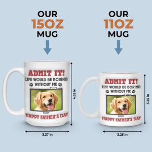 Mug photo personnalisé « La vie serait ennuyeuse sans nous, on vous woof ! » - Mug personnalisé avec effet gonflé en 3D pour chien et chat - Nouveauté, fête des pères, cadeau pour les propriétaires d'animaux, amoureux des animaux AMZ
