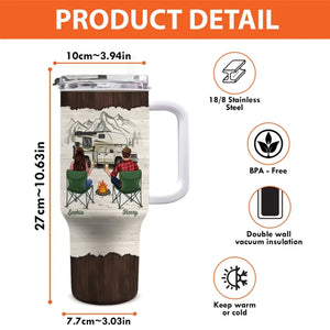 Trouvez la joie dans le voyage - Gobelet personnalisé en acier inoxydable de 40 oz avec poignée - Cadeau pour les amateurs de camping