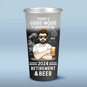 Goodbye Tension And Hello Pension - Personalized Custom Aluminum Changing Color Cup - Appreciation, Retirement Gift For Coworkers, Work Friends, Colleagues