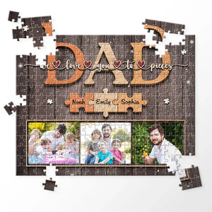 Puzzle personnalisé avec photo de famille : l'amour commence ! Cadeau pour la fête des pères, papa ou grand-père