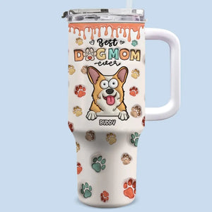 Mes enfants ont des pattes - Gobelet personnalisé en acier inoxydable avec poignée, effet gonflé 3D, imprimé chien et chat, 1 134 ml - Cadeau pour les propriétaires et les amoureux des animaux