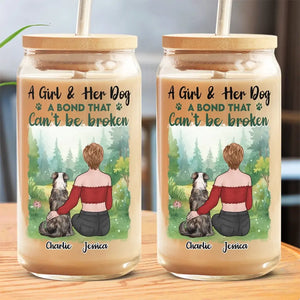 Une fille et son chien, un lien indéfectible - Tasse en verre personnalisée pour chien, tasse à café glacé - Cadeau de condoléances pour les propriétaires d'animaux et les amoureux des animaux