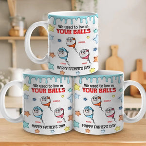 Nous vivions dans tes boules - Mug personnalisé en 3D avec effet gonflé - Nouveauté, fête des pères, cadeau pour papa, grand-père AMZ