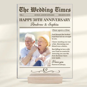 Photo personnalisée The Wedding Times - Plaque rectangulaire en acrylique personnalisée pour couple - Cadeau pour mari et femme, anniversaire