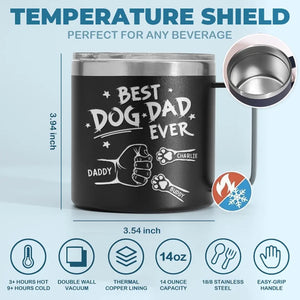Au papa le plus adorable que je connaisse - Gobelet personnalisé en acier inoxydable de 14 oz avec poignée pour chien et chat - Cadeau pour propriétaires et amoureux des animaux