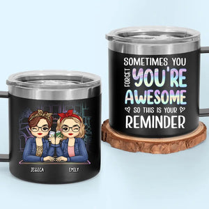 Merci d'être mon meilleur soutien émotionnel - Gobelet personnalisé en acier inoxydable de 14 oz avec poignée - Cadeau pour meilleures amies, meilleures amies, sœurs