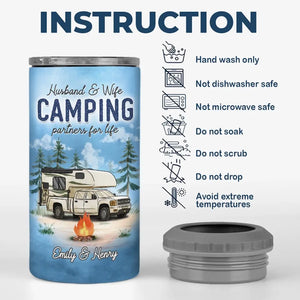 Chaque instant est un nouveau départ - Gobelet isotherme 4 en 1 personnalisé pour le camping - Cadeau pour couple, mari, femme, amoureux du camping