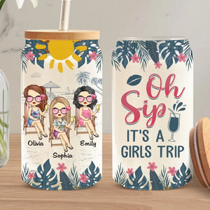 C'est un voyage entre filles - Tasse en verre personnalisée pour meilleure amie, tasse à café glacé - Cadeau pour meilleures amies, meilleures amies, sœurs