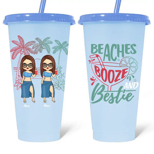 Boissons alcoolisées et meilleures amies - Gobelet personnalisé à couleur changeante - Cadeau de vacances d'été, cadeau d'anniversaire à la piscine pour meilleures amies, meilleures amies, sœurs