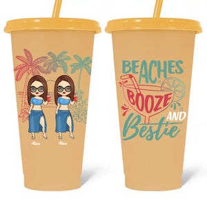 Boissons alcoolisées et meilleures amies - Gobelet personnalisé à couleur changeante - Cadeau de vacances d'été, cadeau d'anniversaire à la piscine pour meilleures amies, meilleures amies, sœurs