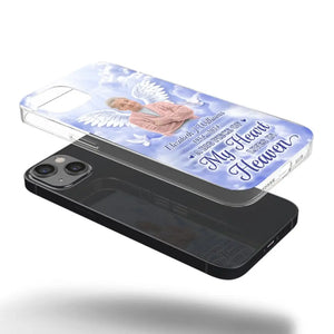 Photo personnalisée pour que nous vivions dans nos cœurs - Étui de téléphone transparent personnalisé commémoratif - Cadeau de condoléances pour les membres de la famille
