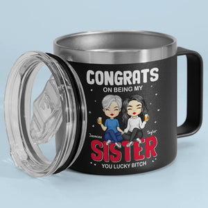 Félicitations pour être ma meilleure amie ! Gobelet personnalisé en acier inoxydable de 14 oz avec poignée. Cadeau pour les meilleures amies, les meilleures amies et les sœurs.