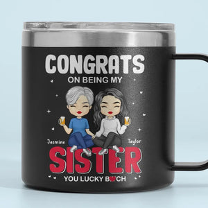 Félicitations pour être ma meilleure amie ! Gobelet personnalisé en acier inoxydable de 14 oz avec poignée. Cadeau pour les meilleures amies, les meilleures amies et les sœurs.