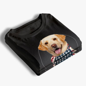 Photo personnalisée « Quand j'avais besoin d'un coup de main, j'ai trouvé ta patte » - T-shirt unisexe personnalisé pour chien et chat, sweat à capuche, sweat-shirt - 4 juillet, cadeau pour les propriétaires d'animaux et les amoureux des animaux