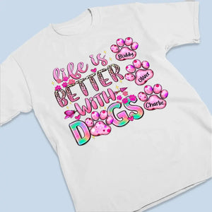 Les chiens laissent des empreintes de pattes sur votre cœur - T-shirt, sweat à capuche et sweat-shirt unisexe personnalisé pour chien - Cadeau pour propriétaires et amoureux des animaux