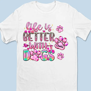 Les chiens laissent des empreintes de pattes sur votre cœur - T-shirt, sweat à capuche et sweat-shirt unisexe personnalisé pour chien - Cadeau pour propriétaires et amoureux des animaux