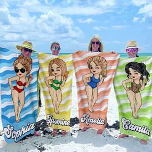 Serviette de plage personnalisée « La fille la plus sexy de la plage » – Cadeau idéal pour les vacances d'été, les anniversaires, les fêtes à la piscine, pour les meilleures amies, les meilleures amies et les sœurs
