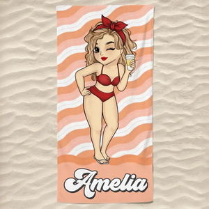 Serviette de plage personnalisée « La fille la plus sexy de la plage » – Cadeau idéal pour les vacances d'été, les anniversaires, les fêtes à la piscine, pour les meilleures amies, les meilleures amies et les sœurs