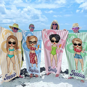 Serviette de plage personnalisée « Les filles veulent juste prendre le soleil » – Cadeau idéal pour les vacances d'été, les anniversaires, les fêtes au bord de la piscine, pour les meilleures amies, les meilleures amies et les sœurs
