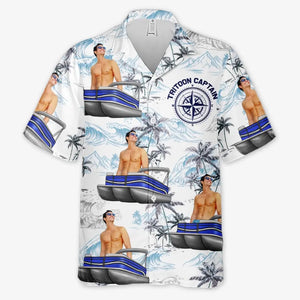T-shirt hawaïen tropical unisexe personnalisé avec photo « Voilage vers la sérénité » - Cadeau pour les membres de la famille et les amoureux du ponton