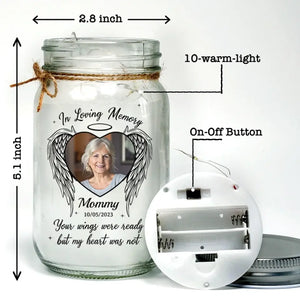 Photo personnalisée à jamais gravée dans nos cœurs - Lampe commémorative personnalisée en pot Mason - Cadeau de condoléances pour les membres de la famille