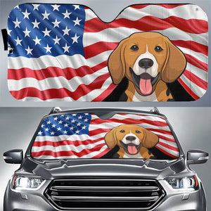 Dieu bénisse l'Amérique - Pare-soleil personnalisé pour pare-brise de voiture, protection de vitre de voiture - 4 juillet, cadeau pour les propriétaires d'animaux et les amoureux des animaux