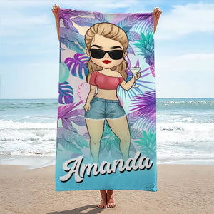 Ambiance estivale - Serviette de plage personnalisée pour meilleure amie - Cadeau de vacances d'été, cadeau d'anniversaire pour meilleure amie, meilleure amie, sœur