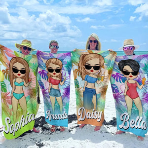 Ambiance estivale - Serviette de plage personnalisée pour meilleure amie - Cadeau de vacances d'été, cadeau d'anniversaire pour meilleure amie, meilleure amie, sœur