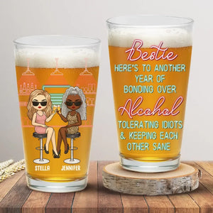 Parfois, la meilleure thérapie est de boire - Verre à bière personnalisé Bestie - Cadeau pour les meilleures amies, BFF, sœurs, collègues