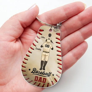 Porte-clés personnalisé en acrylique pour papa de baseball - Cadeau pour les membres de la famille, les amateurs de sport et les sportifs