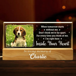 Photo personnalisée « Pattes au paradis », empreintes dans nos cœurs - Lettres acryliques personnalisées commémoratives, veilleuse LED 3D - Cadeau de condoléances pour les propriétaires et les amoureux des animaux
