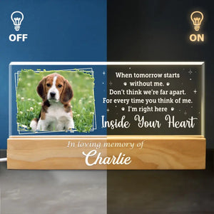Photo personnalisée « Pattes au paradis », empreintes dans nos cœurs - Lettres acryliques personnalisées commémoratives, veilleuse LED 3D - Cadeau de condoléances pour les propriétaires et les amoureux des animaux