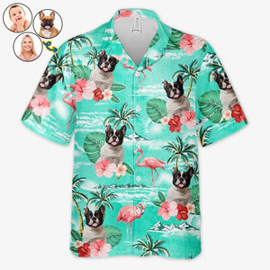 T-shirt hawaïen unisexe personnalisé avec photo « Plage » pour chien et chat - Cadeau idéal pour les vacances d'été, les amoureux des animaux et les amoureux des animaux.