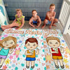L'été rime avec bonheur - Serviette de plage personnalisée pour toute la famille - Cadeau de vacances d'été pour les membres de la famille
